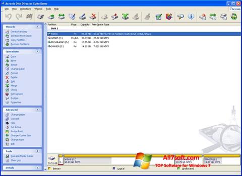צילום מסך Acronis Disk Director Suite Windows 7