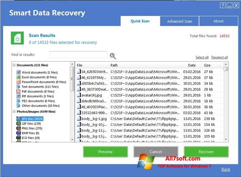 צילום מסך Smart Data Recovery Windows 7