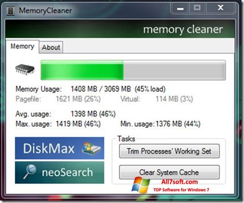 צילום מסך Memory Cleaner Windows 7