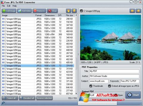 צילום מסך Image To PDF Converter Windows 7