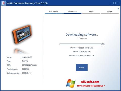 צילום מסך Nokia Software Recovery Tool Windows 7