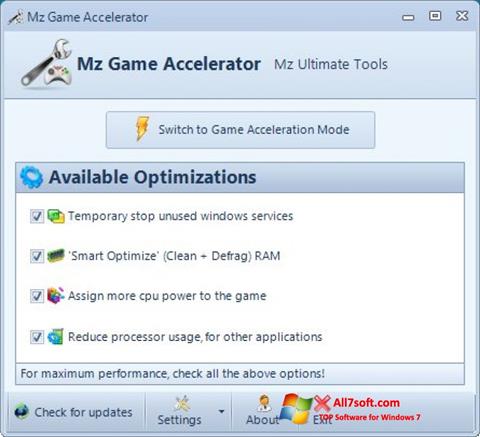 צילום מסך Mz Game Accelerator Windows 7