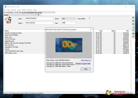 צילום מסך CDex Windows 7