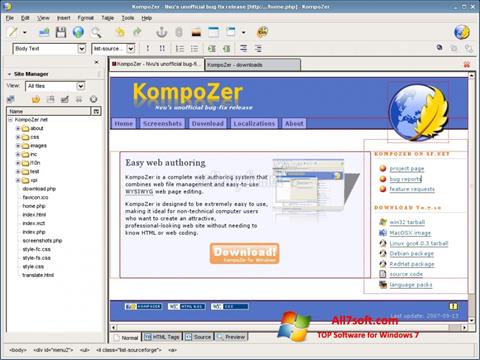 צילום מסך KompoZer Windows 7