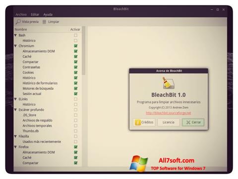צילום מסך BleachBit Windows 7