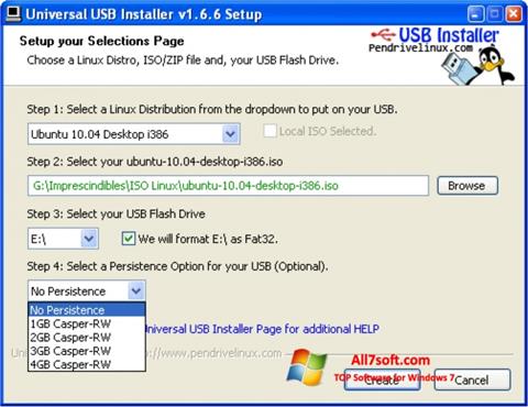 צילום מסך Universal USB Installer Windows 7