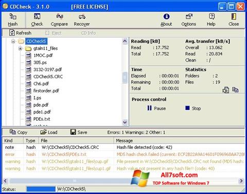 צילום מסך CDCheck Windows 7