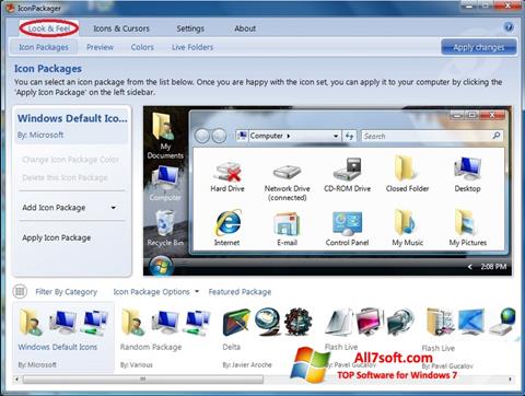 צילום מסך IconPackager Windows 7