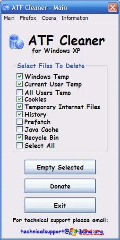 צילום מסך ATF Cleaner Windows 7