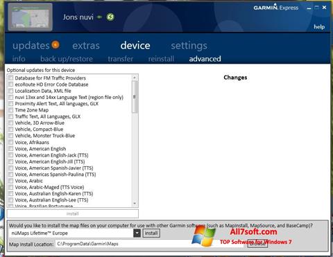 צילום מסך Garmin Express Windows 7