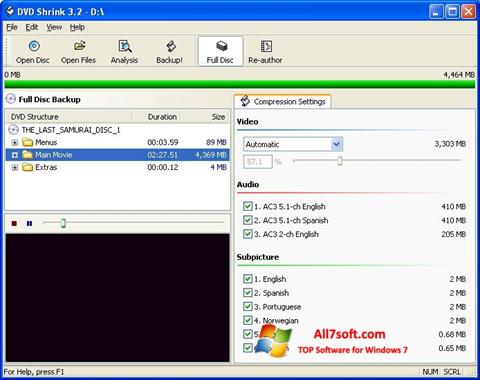 צילום מסך DVD Shrink Windows 7