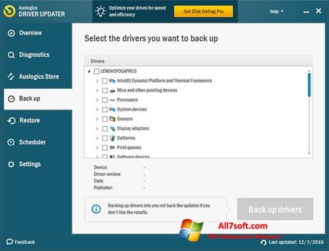 צילום מסך Auslogics Driver Updater Windows 7