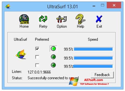 צילום מסך UltraSurf Windows 7