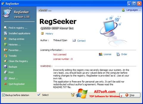 צילום מסך RegSeeker Windows 7