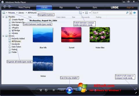 צילום מסך Media Player Windows 7