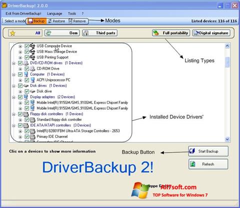 צילום מסך Driver Backup Windows 7