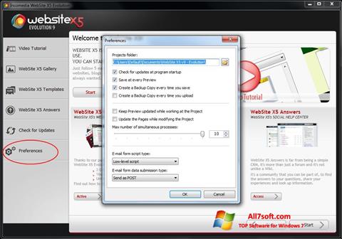 צילום מסך WebSite X5 Windows 7