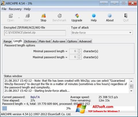 צילום מסך Advanced Archive Password Recovery Windows 7