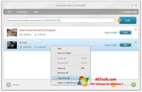 צילום מסך Freemake Video Downloader Windows 7